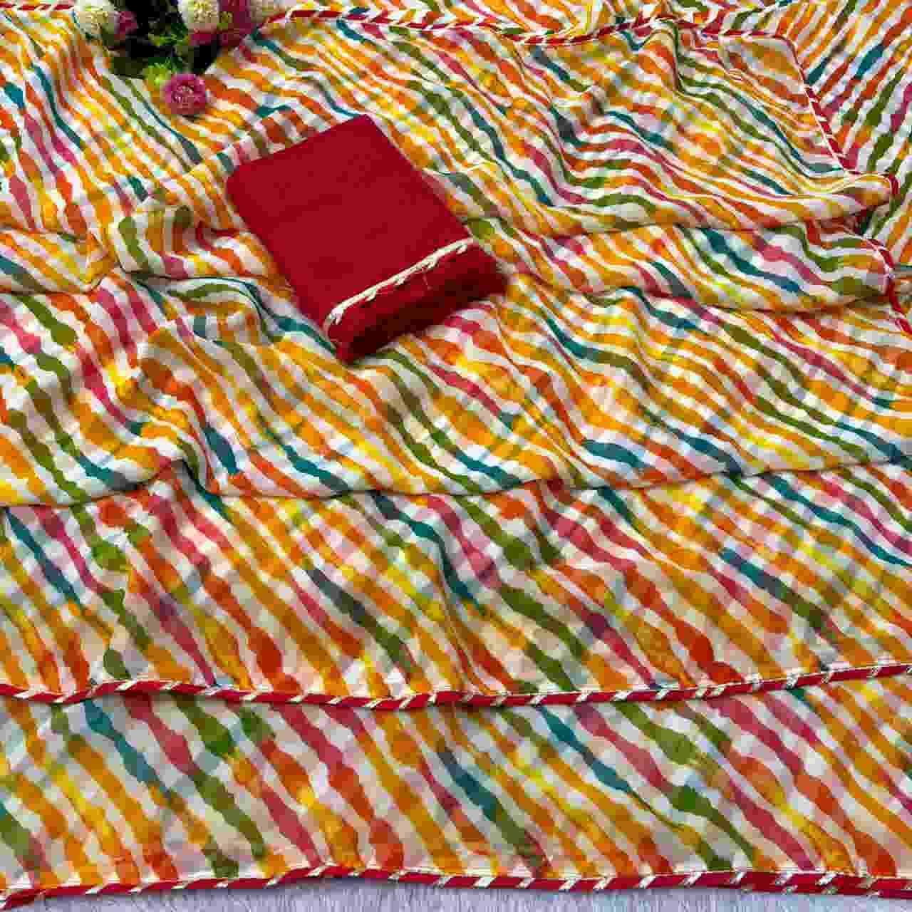 Lahariya print saree