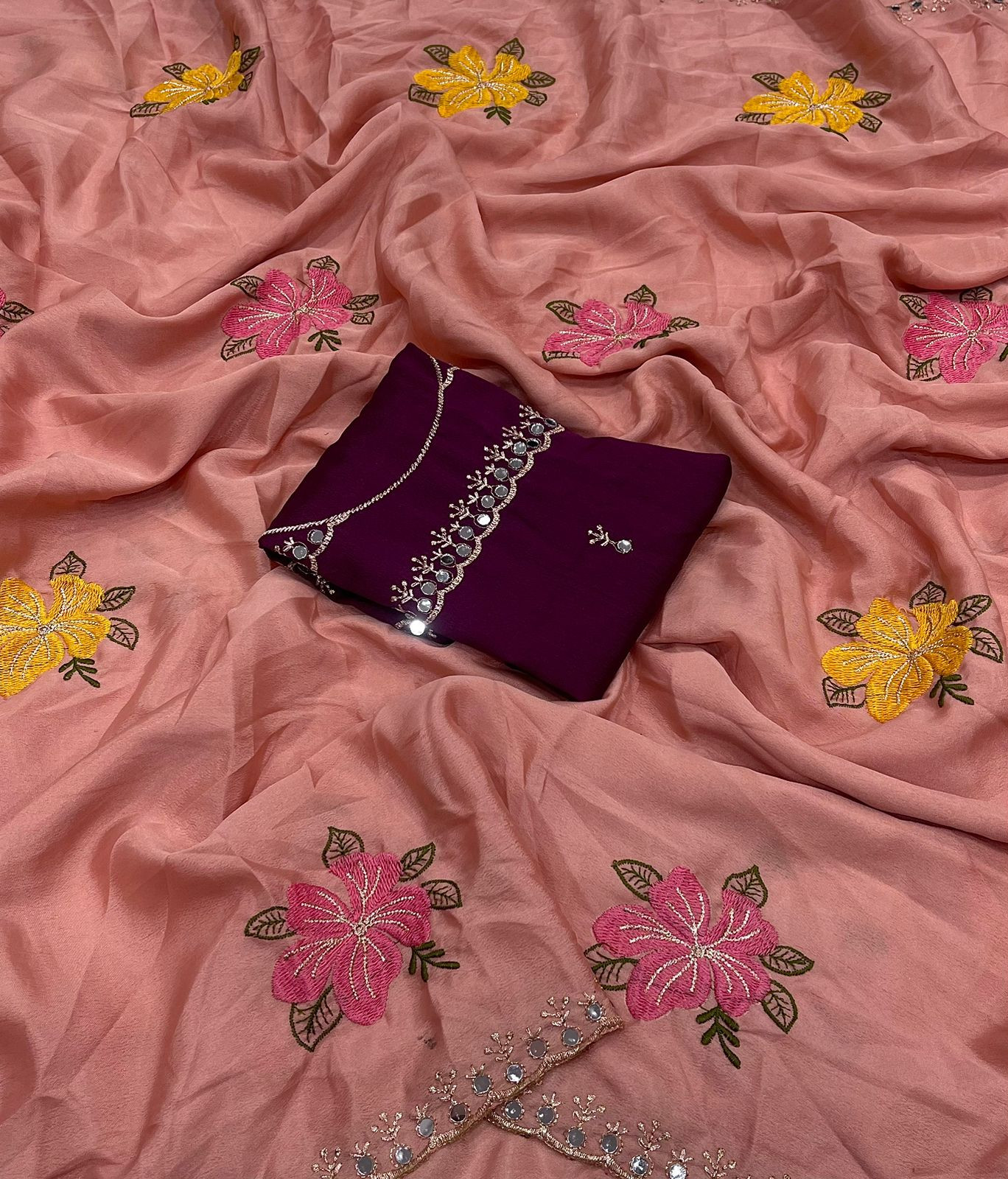 Soft Chinon silk sarees