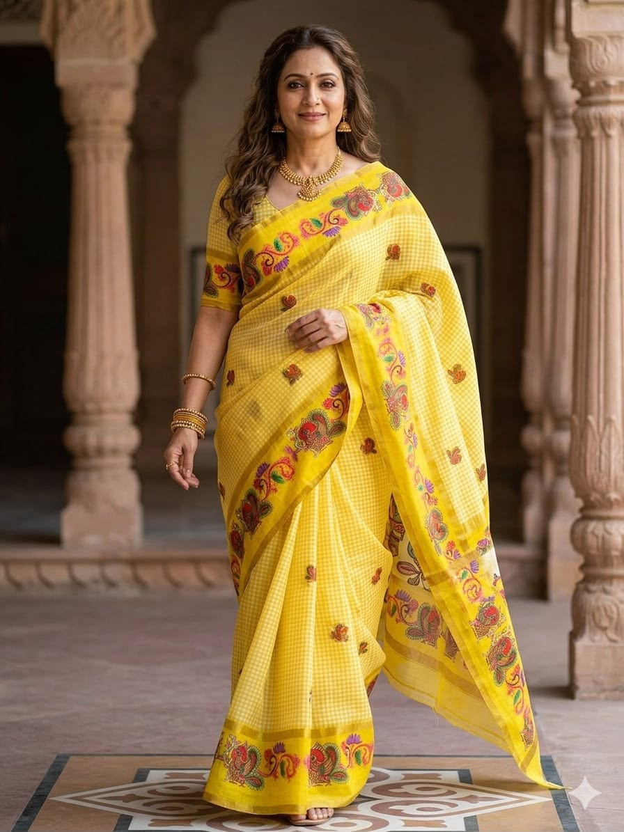 Linen cotton saree