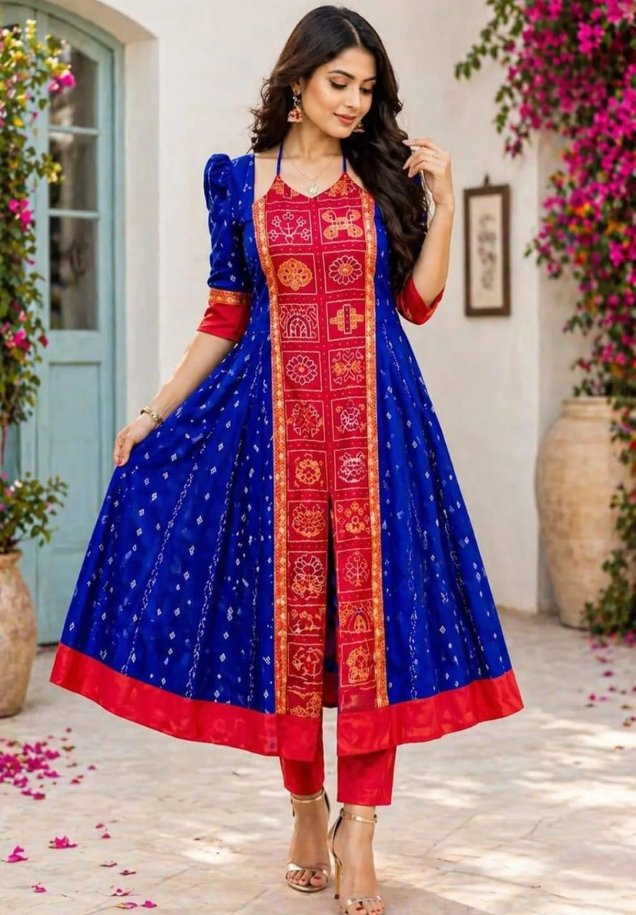 Sambalpuri fancy neck dori gown