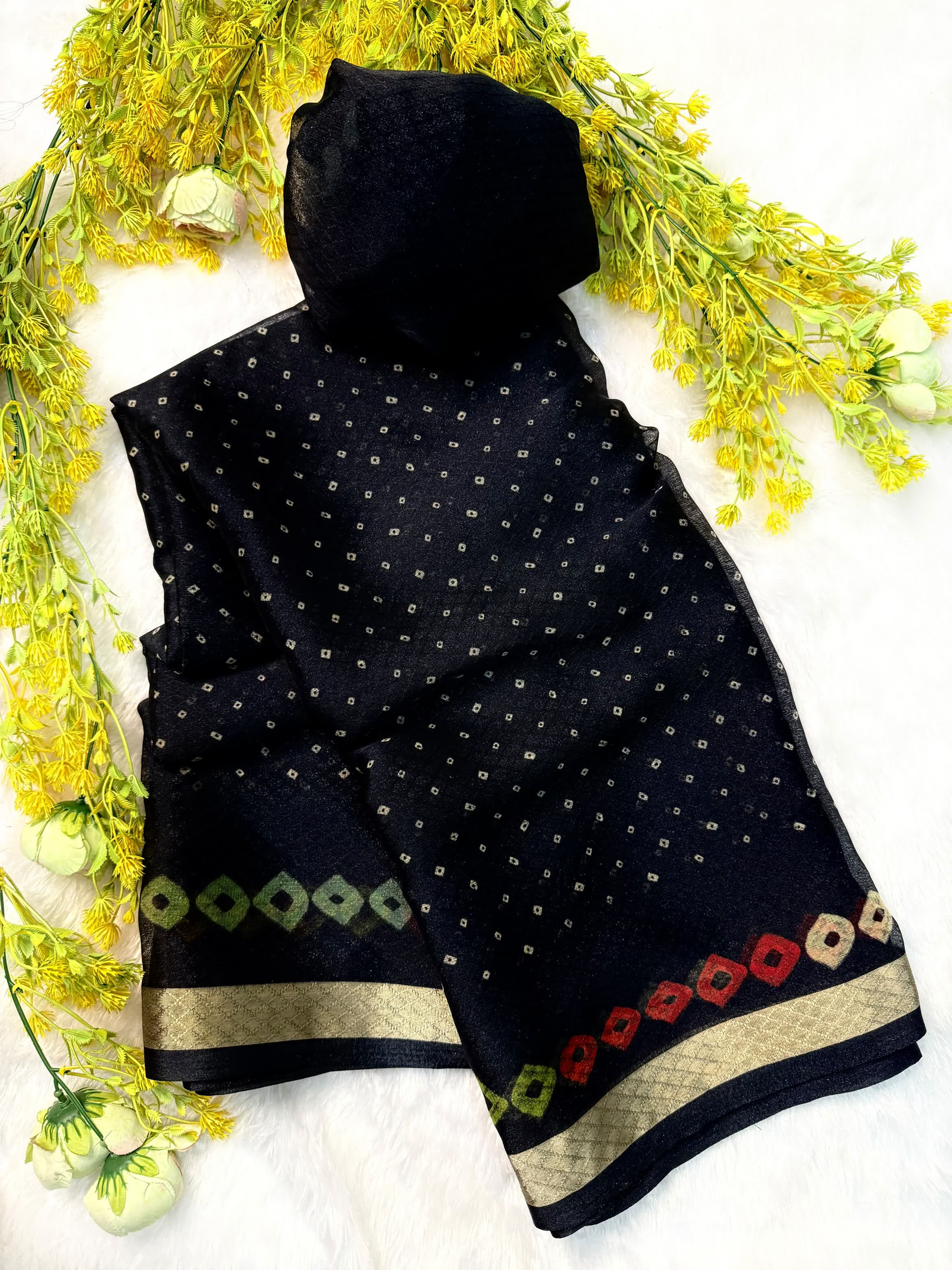 BANDHEJ SILK VERY LIGHT WEIGHT PURE ORIGINAL QUALITY DESIGNER SAREE